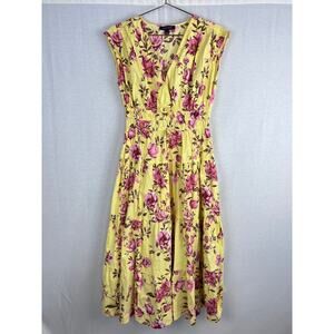 Meadow Rhodes Dress Yellow Floral Tiered Maxi Cottagecore Sundress Boho Summer